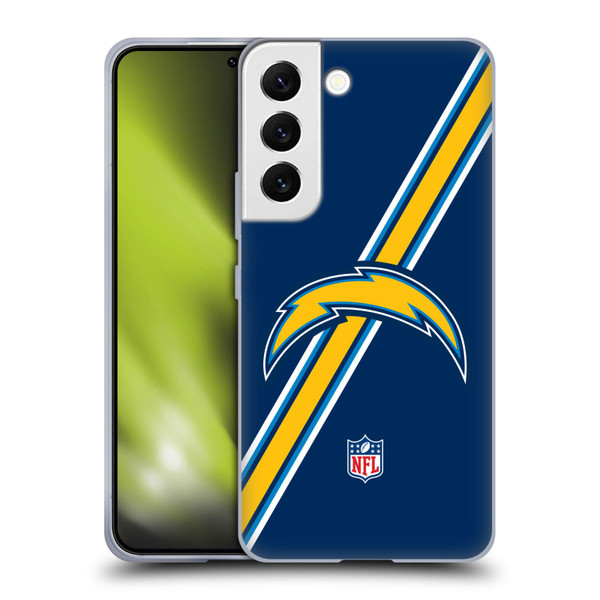 NFL Los Angeles Chargers Logo Stripes Soft Gel Case for Samsung Galaxy S22 5G