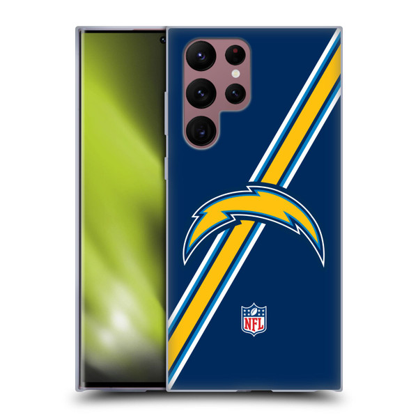 NFL Los Angeles Chargers Logo Stripes Soft Gel Case for Samsung Galaxy S22 Ultra 5G