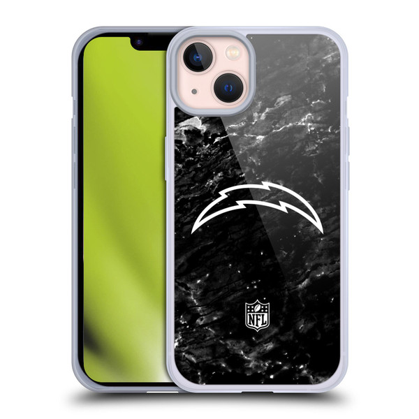 NFL Los Angeles Chargers Artwork Marble Soft Gel Case for Apple iPhone 13