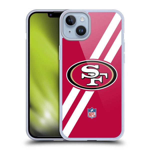 NFL San Francisco 49Ers Logo Stripes Soft Gel Case for Apple iPhone 14 Plus