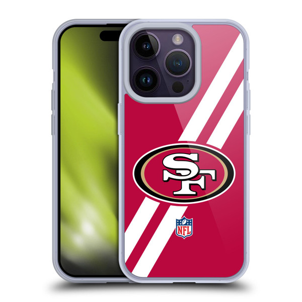 NFL San Francisco 49Ers Logo Stripes Soft Gel Case for Apple iPhone 14 Pro