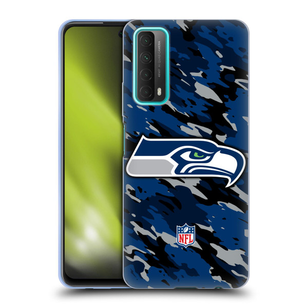 NFL Seattle Seahawks Logo Camou Soft Gel Case for Huawei P Smart (2021)