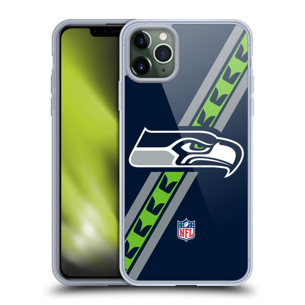 NFL Seattle Seahawks Logo Stripes Soft Gel Case for Apple iPhone 11 Pro Max