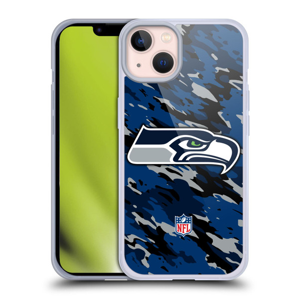 NFL Seattle Seahawks Logo Camou Soft Gel Case for Apple iPhone 13