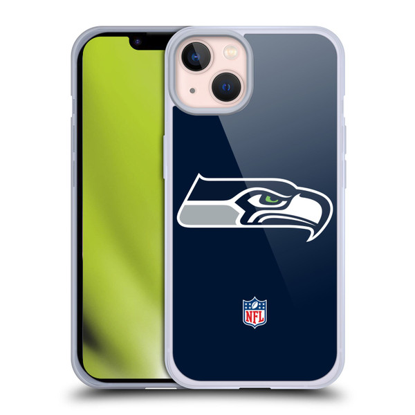 NFL Seattle Seahawks Logo Plain Soft Gel Case for Apple iPhone 13