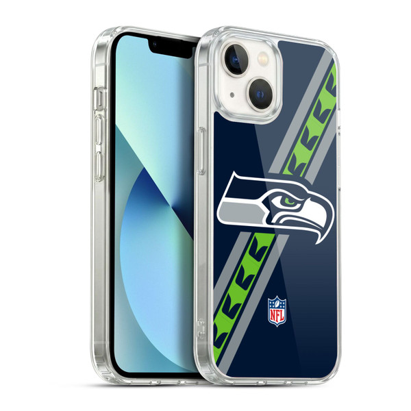 NFL Seattle Seahawks Logo Stripes Soft Gel Case for Apple iPhone 13