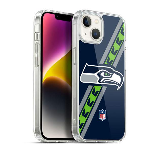 NFL Seattle Seahawks Logo Stripes Soft Gel Case for Apple iPhone 14 Plus & MagSafe