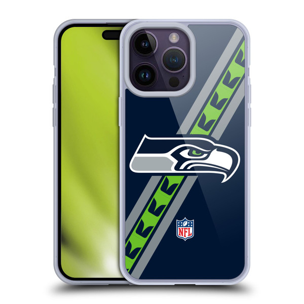 NFL Seattle Seahawks Logo Stripes Soft Gel Case for Apple iPhone 14 Pro Max