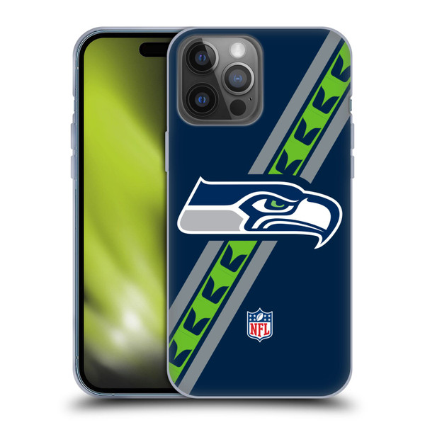NFL Seattle Seahawks Logo Stripes Soft Gel Case for Apple iPhone 14 Pro Max