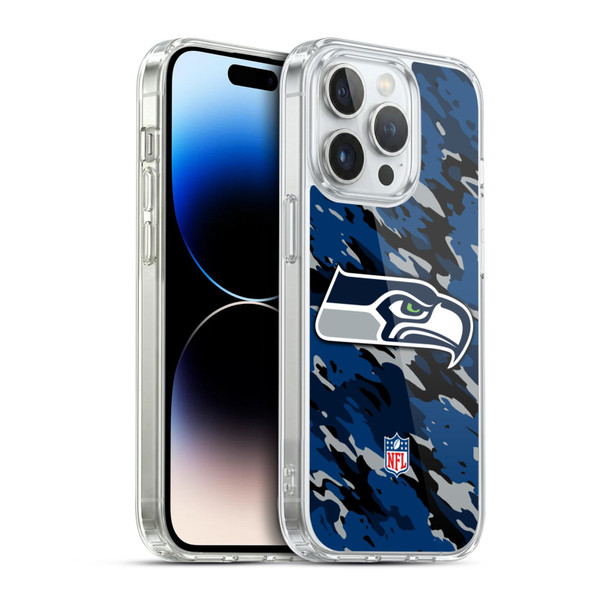 NFL Seattle Seahawks Logo Camou Soft Gel Case for Apple iPhone 14 Pro & MagSafe