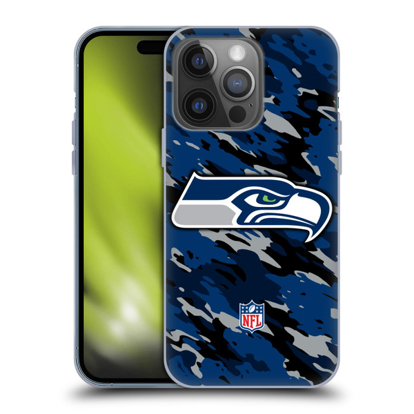 NFL Seattle Seahawks Logo Camou Soft Gel Case for Apple iPhone 14 Pro
