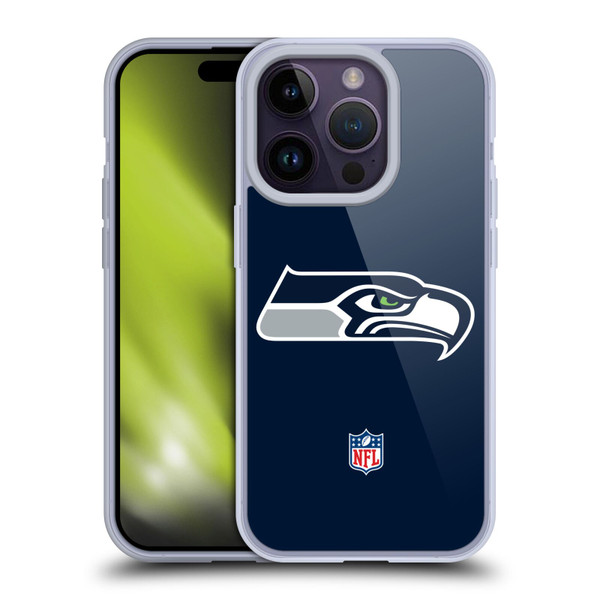 NFL Seattle Seahawks Logo Plain Soft Gel Case for Apple iPhone 14 Pro