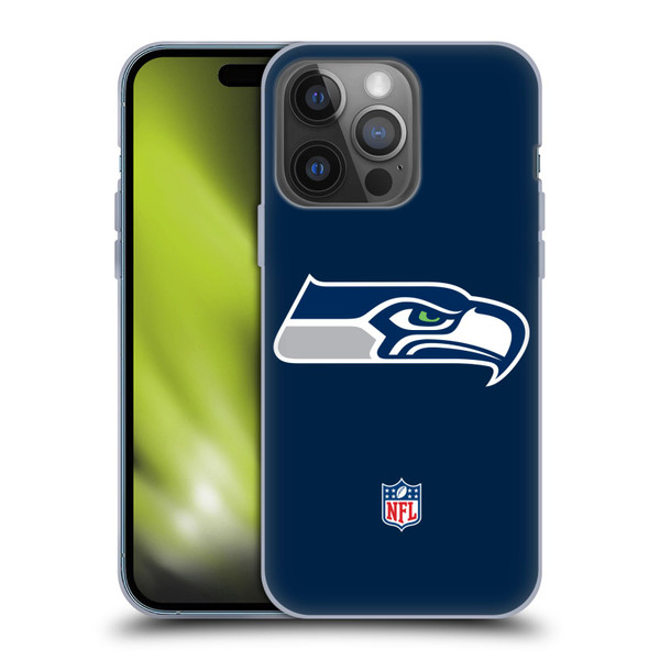 NFL Seattle Seahawks Logo Plain Soft Gel Case for Apple iPhone 14 Pro