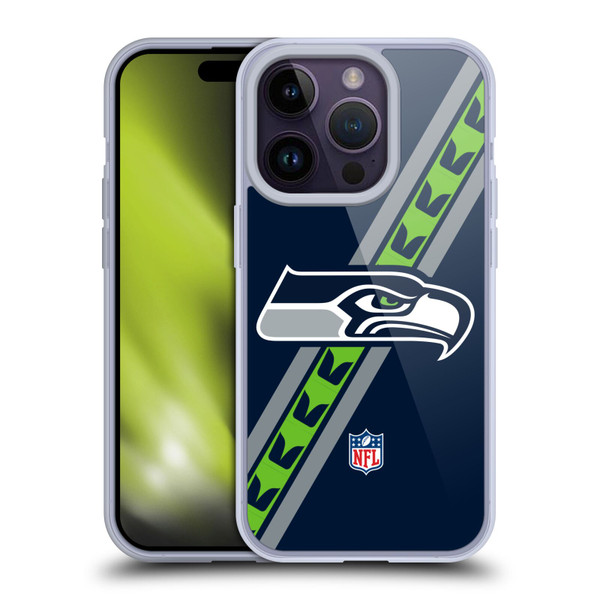 NFL Seattle Seahawks Logo Stripes Soft Gel Case for Apple iPhone 14 Pro