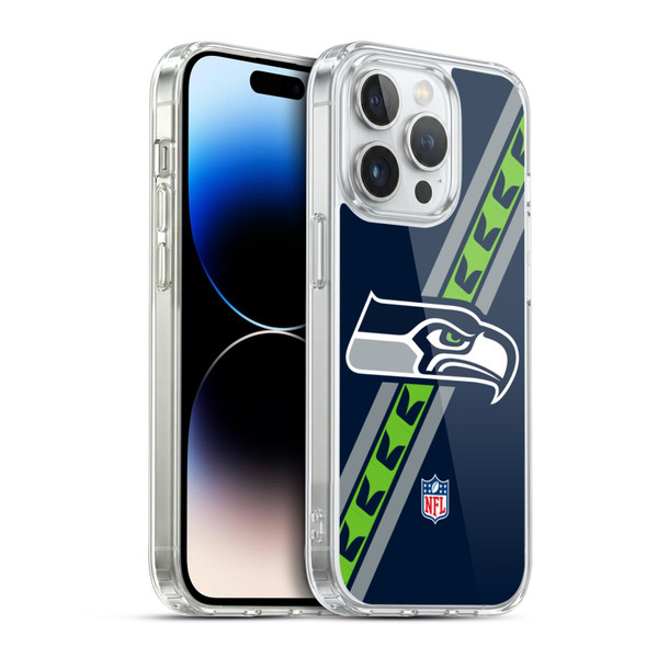 NFL Seattle Seahawks Logo Stripes Soft Gel Case for Apple iPhone 14 Pro & MagSafe