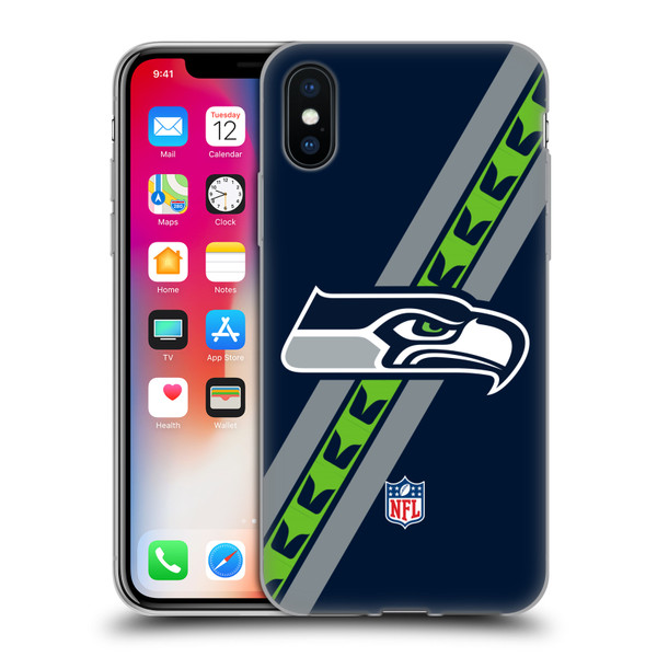 NFL Seattle Seahawks Logo Stripes Soft Gel Case for Apple iPhone X / iPhone XS