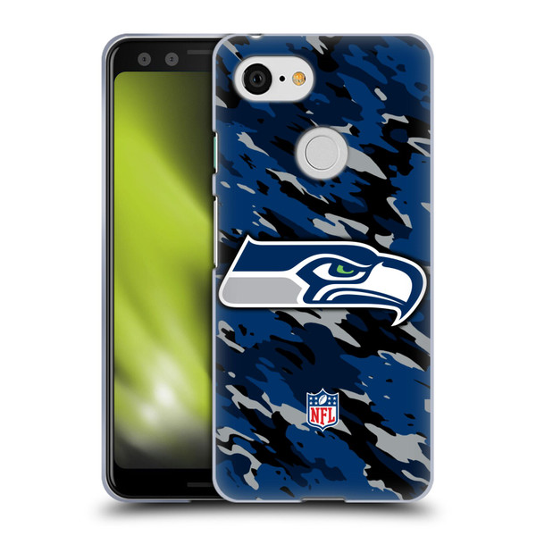 NFL Seattle Seahawks Logo Camou Soft Gel Case for Google Pixel 3