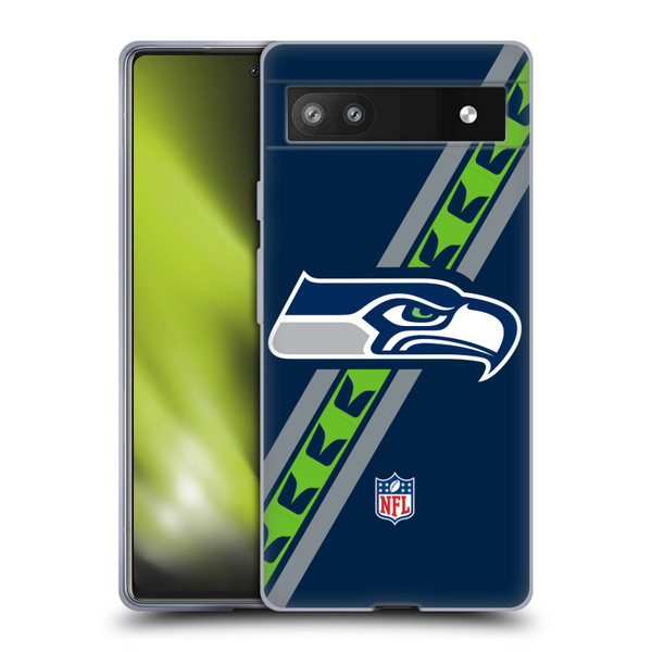 NFL Seattle Seahawks Logo Stripes Soft Gel Case for Google Pixel 6a