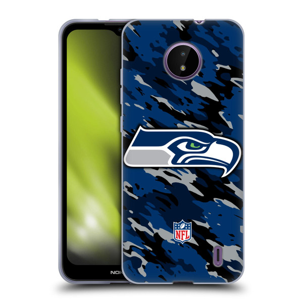 NFL Seattle Seahawks Logo Camou Soft Gel Case for Nokia C10 / C20