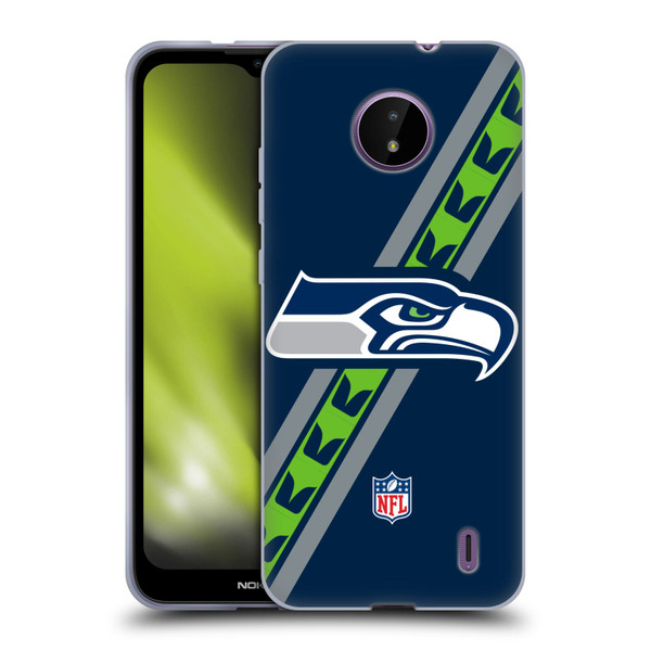 NFL Seattle Seahawks Logo Stripes Soft Gel Case for Nokia C10 / C20
