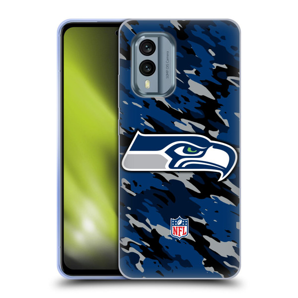 NFL Seattle Seahawks Logo Camou Soft Gel Case for Nokia X30