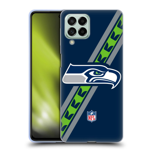 NFL Seattle Seahawks Logo Stripes Soft Gel Case for Samsung Galaxy M53 (2022)