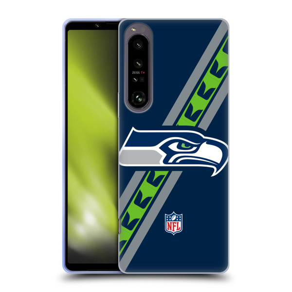 NFL Seattle Seahawks Logo Stripes Soft Gel Case for Sony Xperia 1 IV