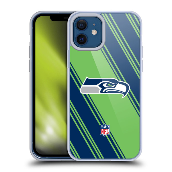 NFL Seattle Seahawks Artwork Stripes Soft Gel Case for Apple iPhone 12 / iPhone 12 Pro