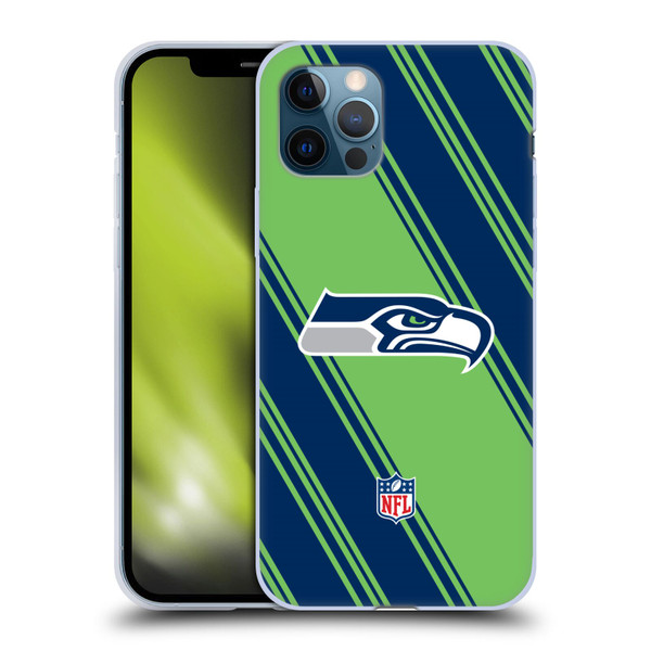 NFL Seattle Seahawks Artwork Stripes Soft Gel Case for Apple iPhone 12 / iPhone 12 Pro