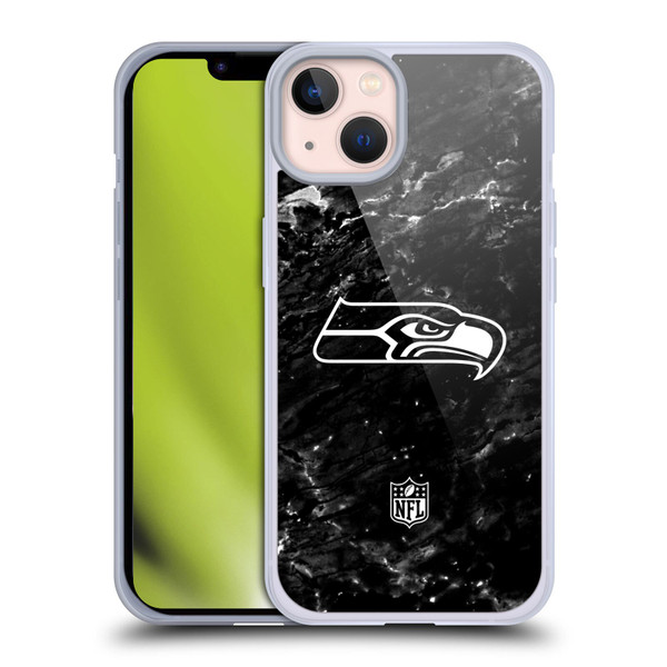 NFL Seattle Seahawks Artwork Marble Soft Gel Case for Apple iPhone 13