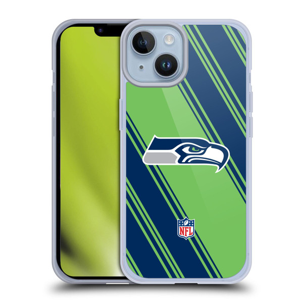 NFL Seattle Seahawks Artwork Stripes Soft Gel Case for Apple iPhone 14