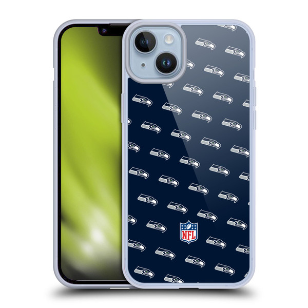 NFL Seattle Seahawks Artwork Patterns Soft Gel Case for Apple iPhone 14 Plus
