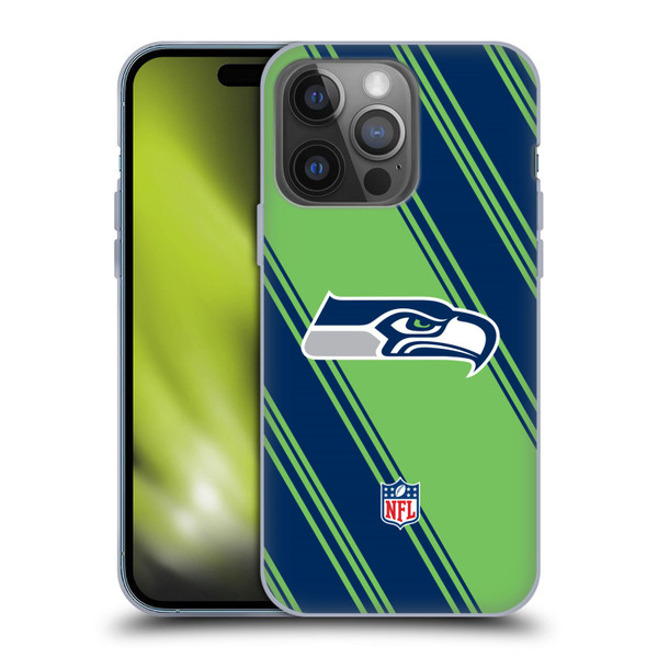 NFL Seattle Seahawks Artwork Stripes Soft Gel Case for Apple iPhone 14 Pro