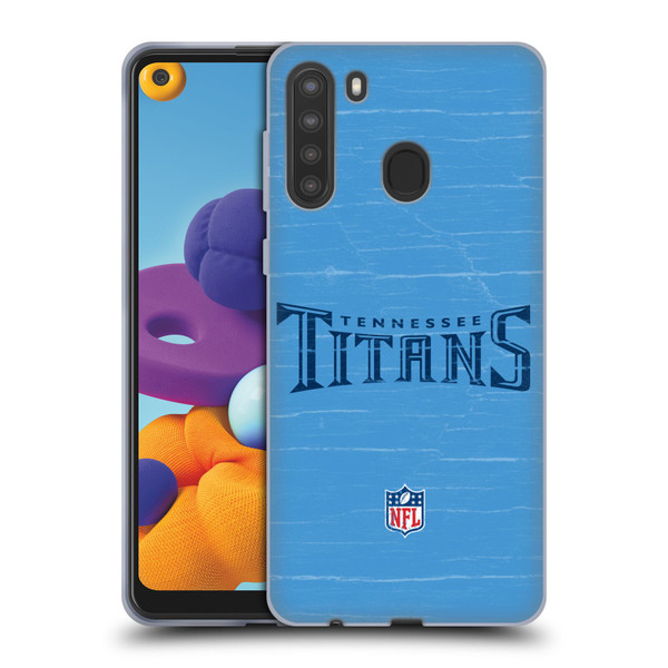 NFL Tennessee Titans Logo Distressed Look Soft Gel Case for Samsung Galaxy A21 (2020)