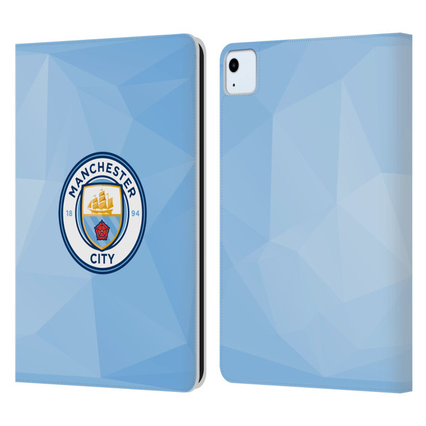 Manchester City Man City FC Badge Geometric Blue Full Colour Leather Book Wallet Case Cover For Apple iPad Air 11 2020/2022/2024