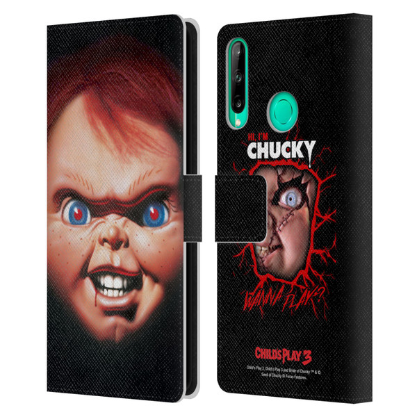 Child's Play III Key Art Doll Illustration Leather Book Wallet Case Cover For Huawei P40 lite E