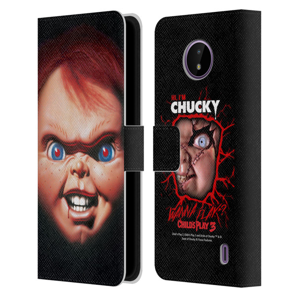 Child's Play III Key Art Doll Illustration Leather Book Wallet Case Cover For Nokia C10 / C20