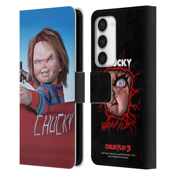 Child's Play III Key Art On Set Leather Book Wallet Case Cover For Samsung Galaxy S23 5G