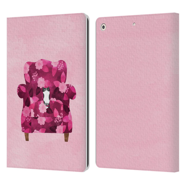 Planet Cat Arm Chair Raspberry Chair Cat Leather Book Wallet Case Cover For Apple iPad 10.2 2019/2020/2021