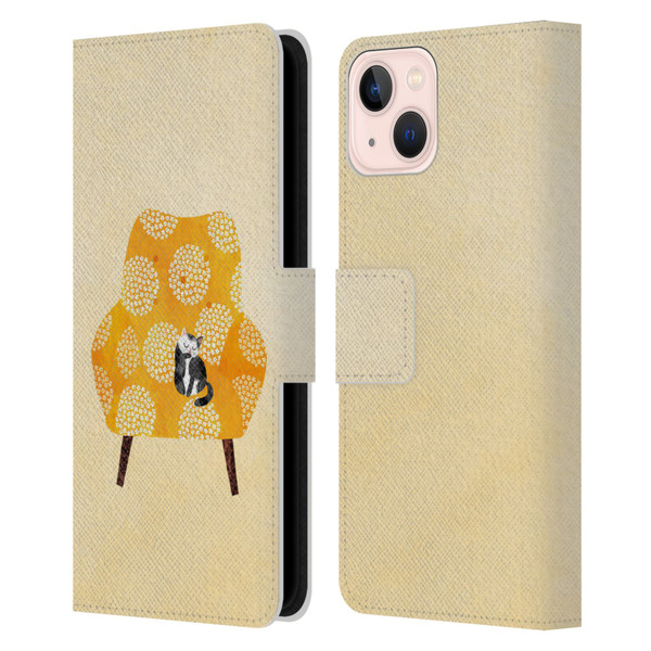 Planet Cat Arm Chair Honey Chair Cat Leather Book Wallet Case Cover For Apple iPhone 13