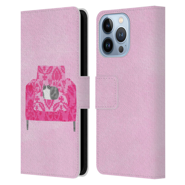 Planet Cat Arm Chair Rose Chair Cat Leather Book Wallet Case Cover For Apple iPhone 13 Pro