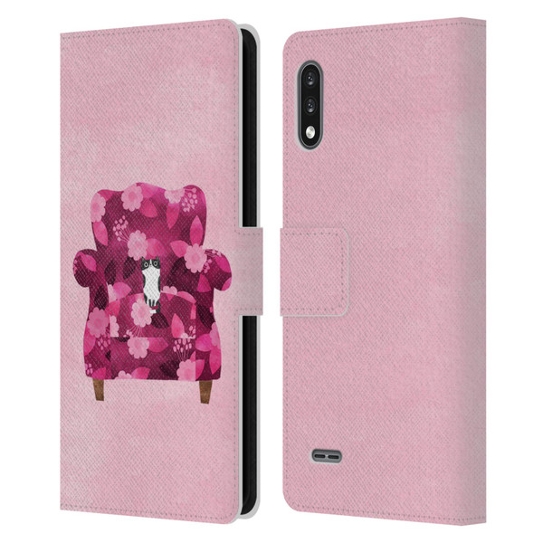 Planet Cat Arm Chair Raspberry Chair Cat Leather Book Wallet Case Cover For LG K22