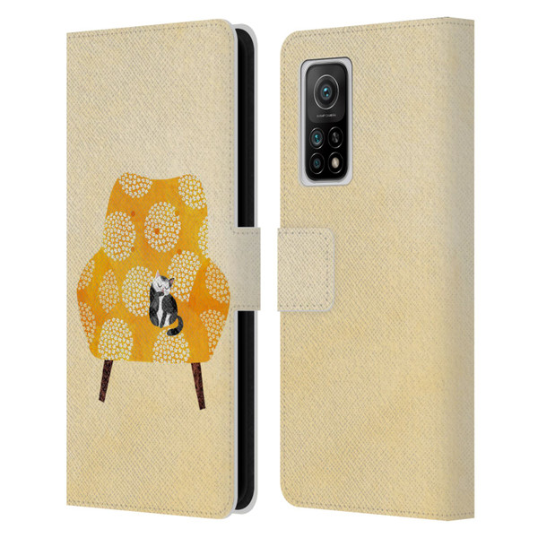Planet Cat Arm Chair Honey Chair Cat Leather Book Wallet Case Cover For Xiaomi Mi 10T 5G