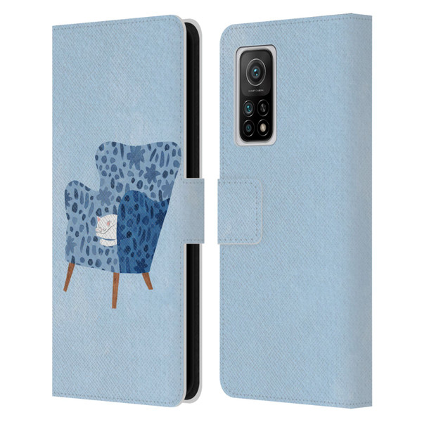 Planet Cat Arm Chair Cornflower Chair Cat Leather Book Wallet Case Cover For Xiaomi Mi 10T 5G