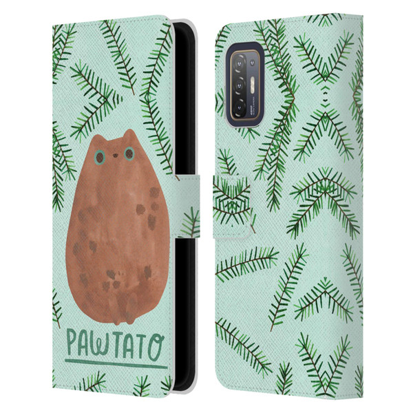 Planet Cat Puns Pawtato Leather Book Wallet Case Cover For HTC Desire 21 Pro 5G