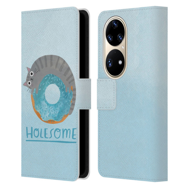 Planet Cat Puns Holesome Leather Book Wallet Case Cover For Huawei P50 Pro