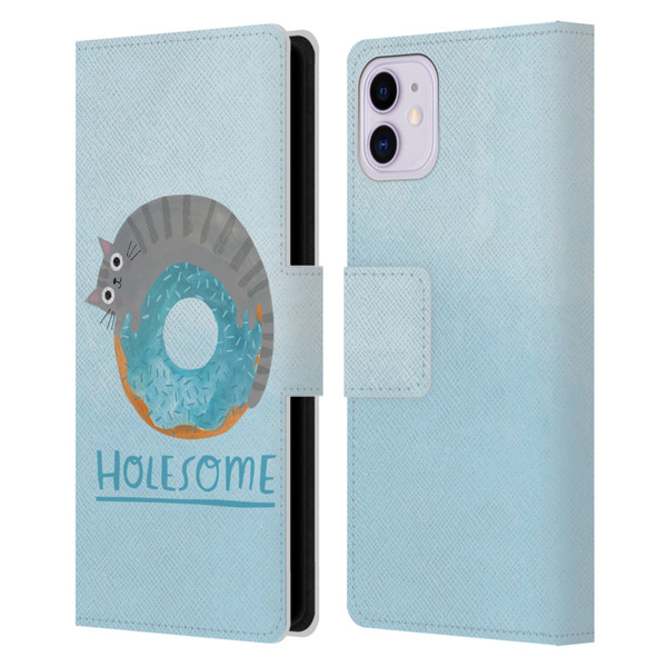 Planet Cat Puns Holesome Leather Book Wallet Case Cover For Apple iPhone 11