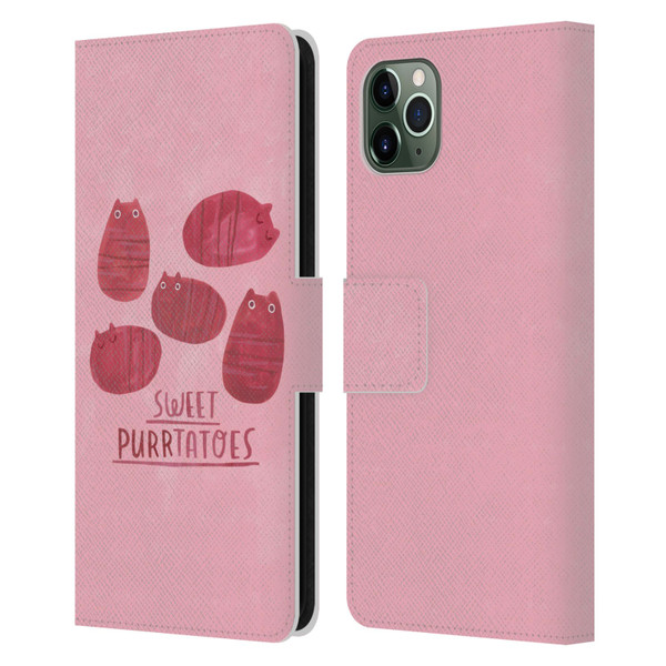 Planet Cat Puns Sweet Purrtatoes Leather Book Wallet Case Cover For Apple iPhone 11 Pro Max