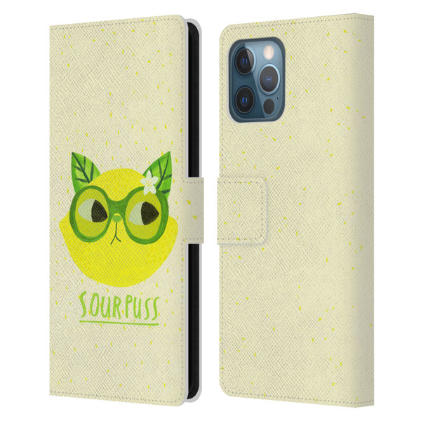 Planet Cat Puns Sour Puss Leather Book Wallet Case Cover For Apple iPhone 12 Pro Max