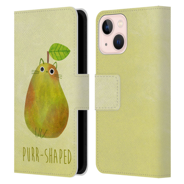 Planet Cat Puns Purr-shaped Leather Book Wallet Case Cover For Apple iPhone 13 Mini